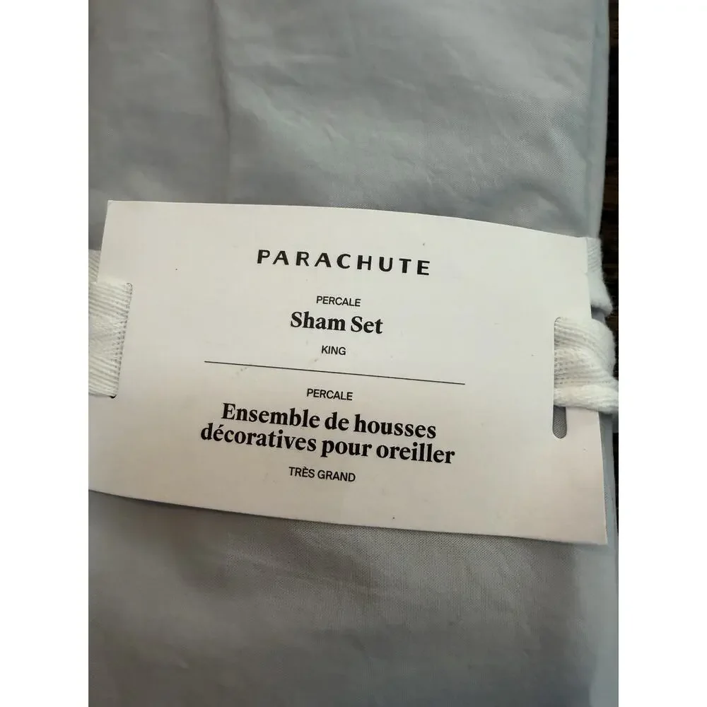 PARACHUTE Percale Cotton KING Pillow Sham Set(2) Light Gray $89 NWT